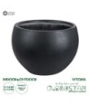 GloboStar® Artificial Garden VITORIA 20700 Διακοσμητικό Πολυεστερικό Τσιμεντένιο Κασπώ Γλάστρα - Flower Pot Μαύρο Φ45 x Υ33cm